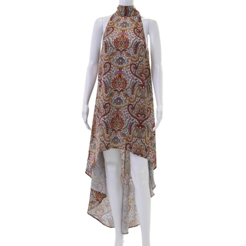 Finders Womens Kaftan Trapeze Swing Paisley Red Sleeveless Dress Size S